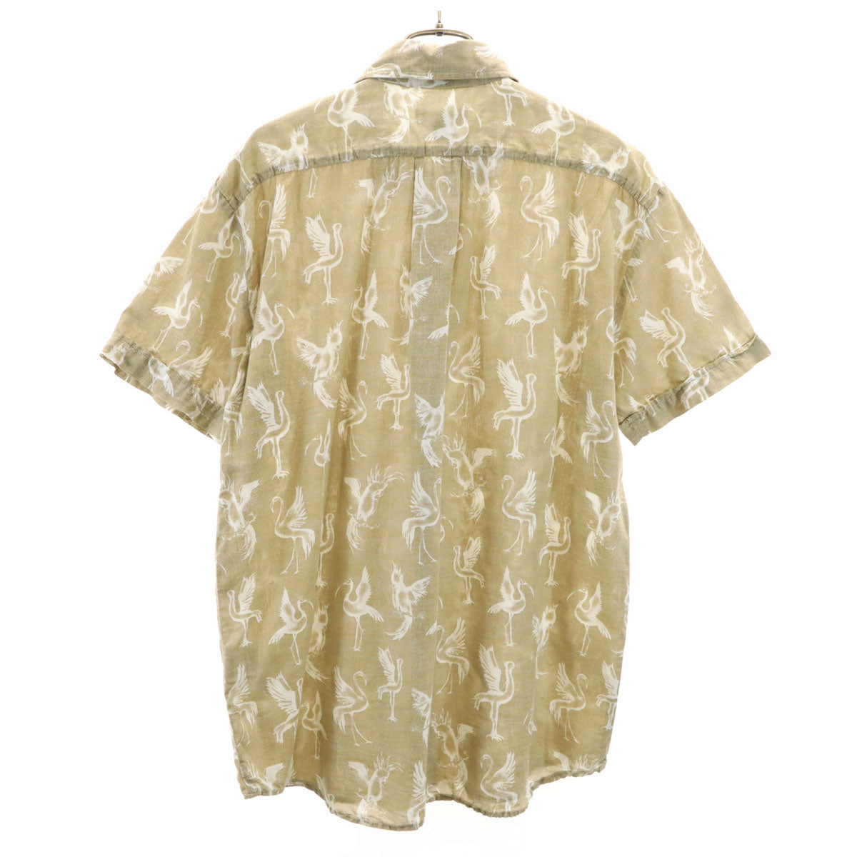 DIESEL ディーゼル バード柄 半袖 コットンシャツ M カーキベージュ メンズ
