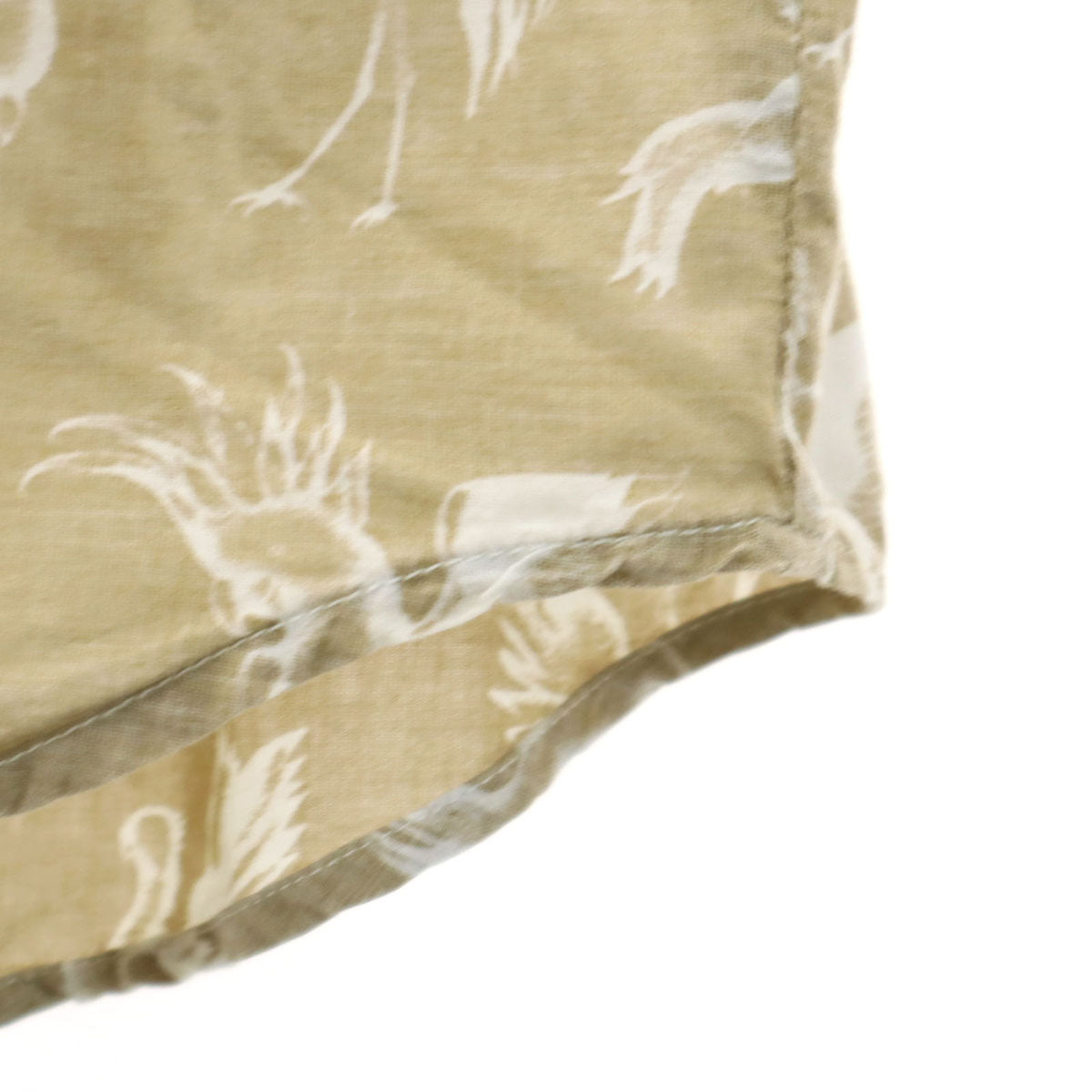 DIESEL ディーゼル バード柄 半袖 コットンシャツ M カーキベージュ メンズ