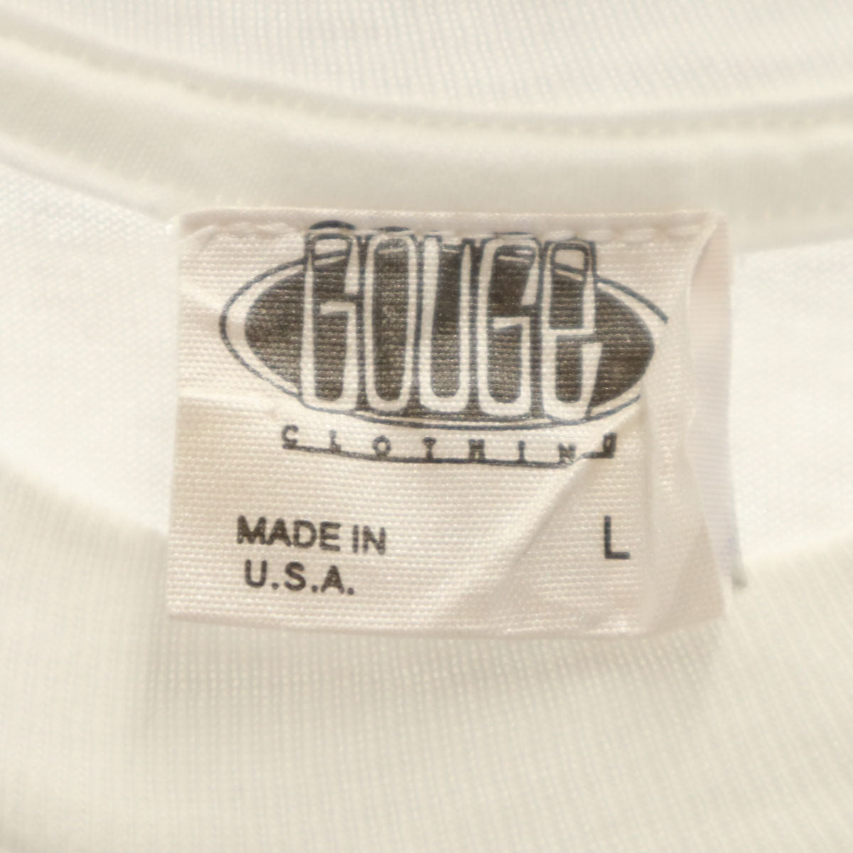 GOUGE 90s USA製 オールド バックプリント 半袖 Tシャツ L ホワイト メンズ