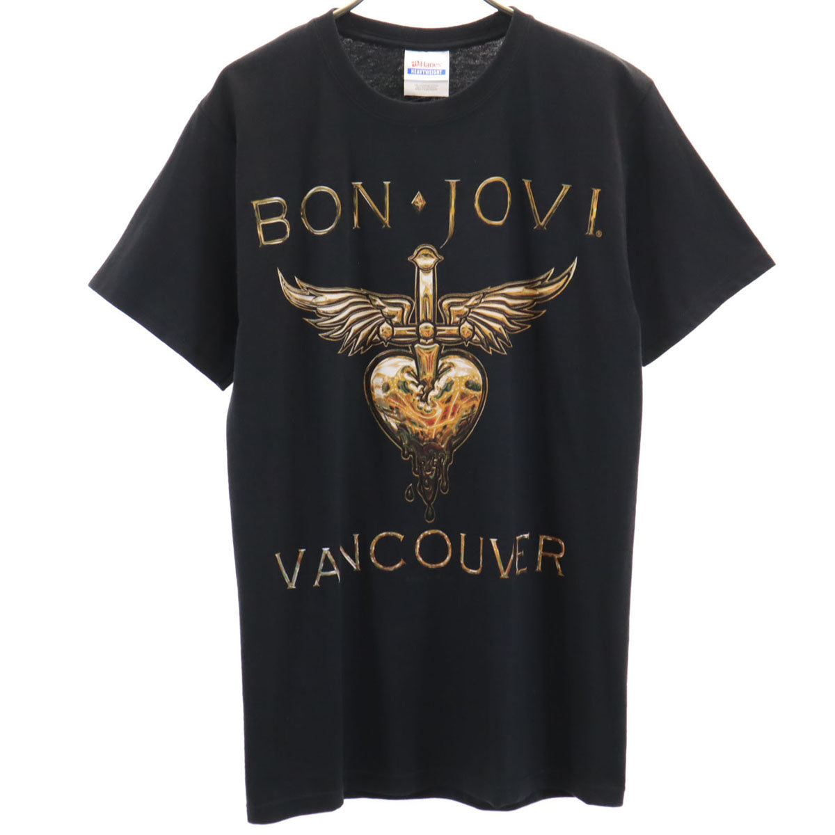 Hanes ヘインズ ボンジョヴィ VANCOUVER ライブツアー 半袖 Tシャツ S ブラック ハードロック メンズ