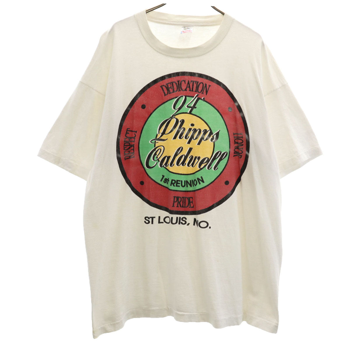 FRUIT OF THE LOOM フルーツオブザルーム 90s USA製 オールド Phipps プリント 半袖 Tシャツ XL ホワイト シングルステッチ メンズ