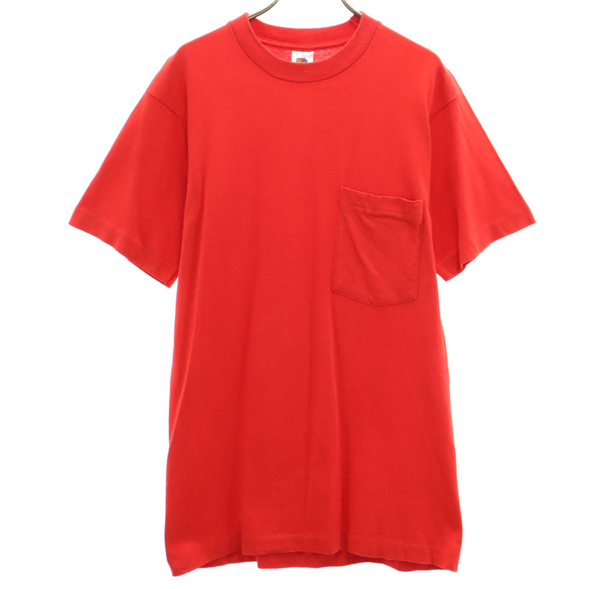 FRUIT OF THE LOOM フルーツオブザルーム 90s USA製 オールド 半袖 無地 Tシャツ M レッド シングルステッチ ポケT メンズ