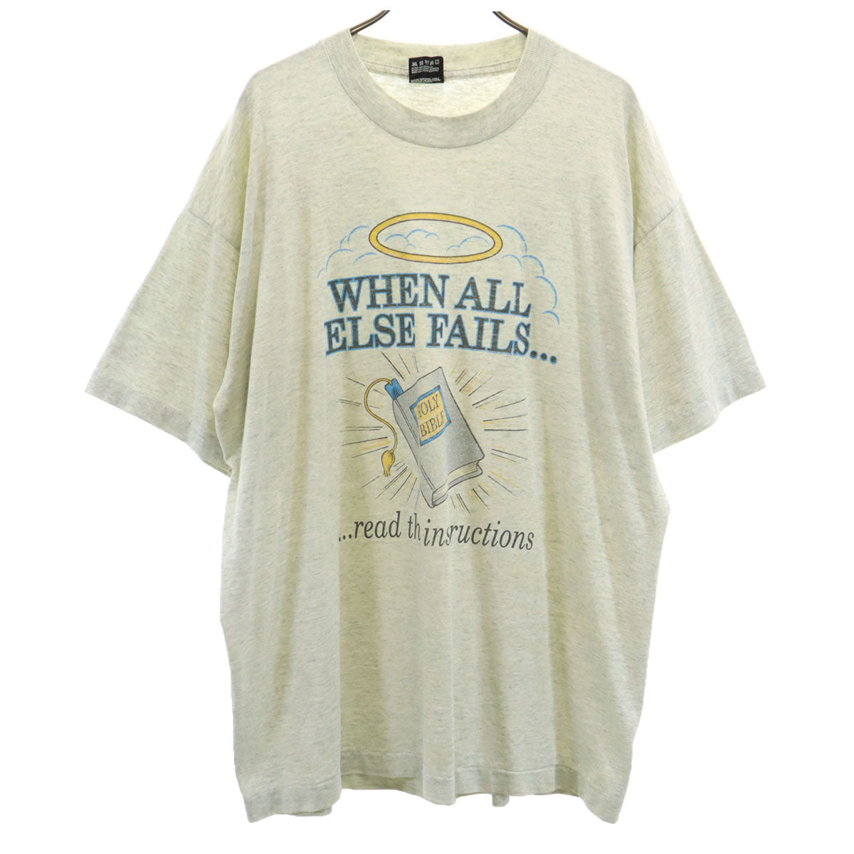 FRUIT OF THE LOOM BEST フルーツオブザルーム ベスト 90s USA製 オールド メッセージ プリント 半袖 Tシャツ XL グレー シングルステッチ メンズ