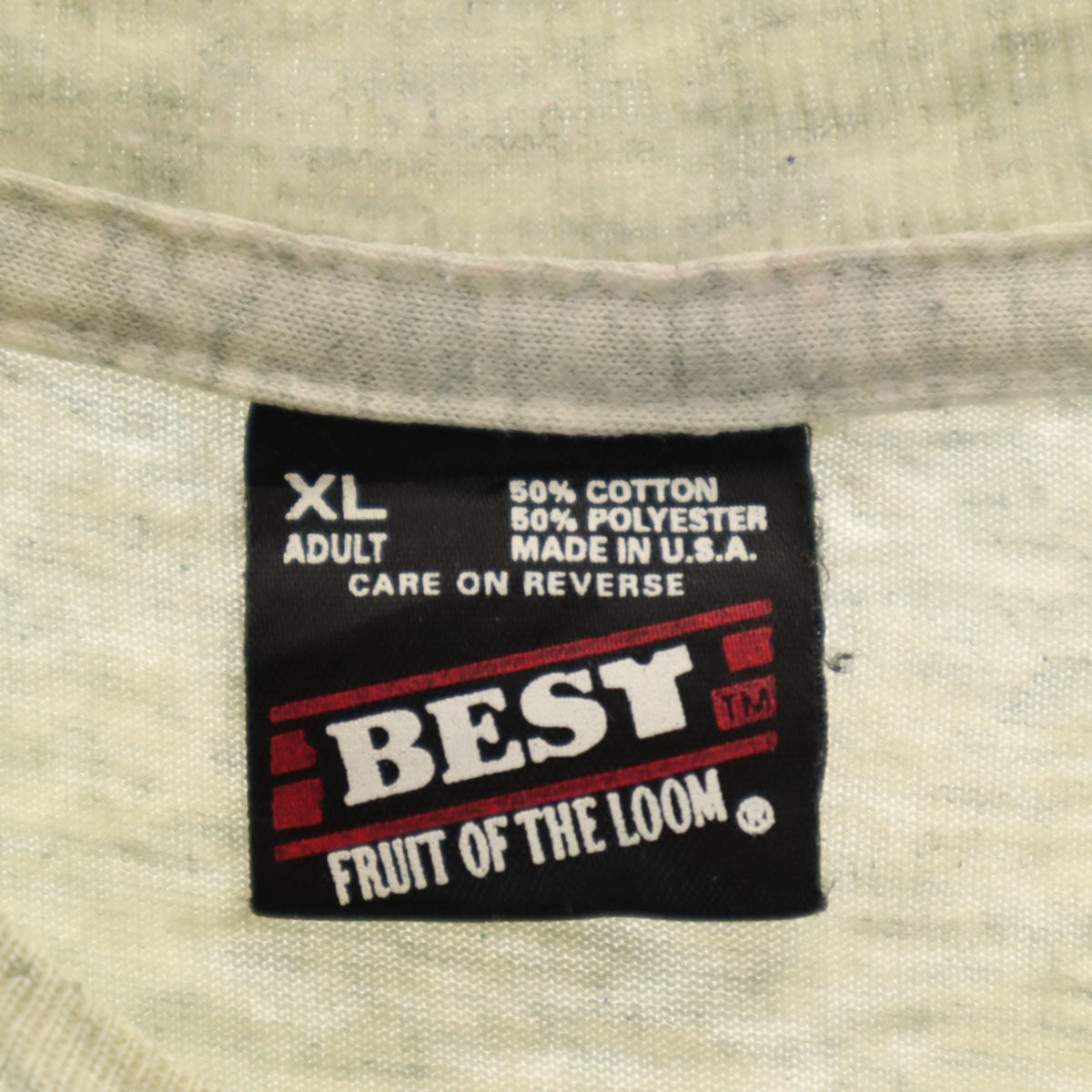 FRUIT OF THE LOOM BEST フルーツオブザルーム ベスト 90s USA製 オールド メッセージ プリント 半袖 Tシャツ XL グレー シングルステッチ メンズ