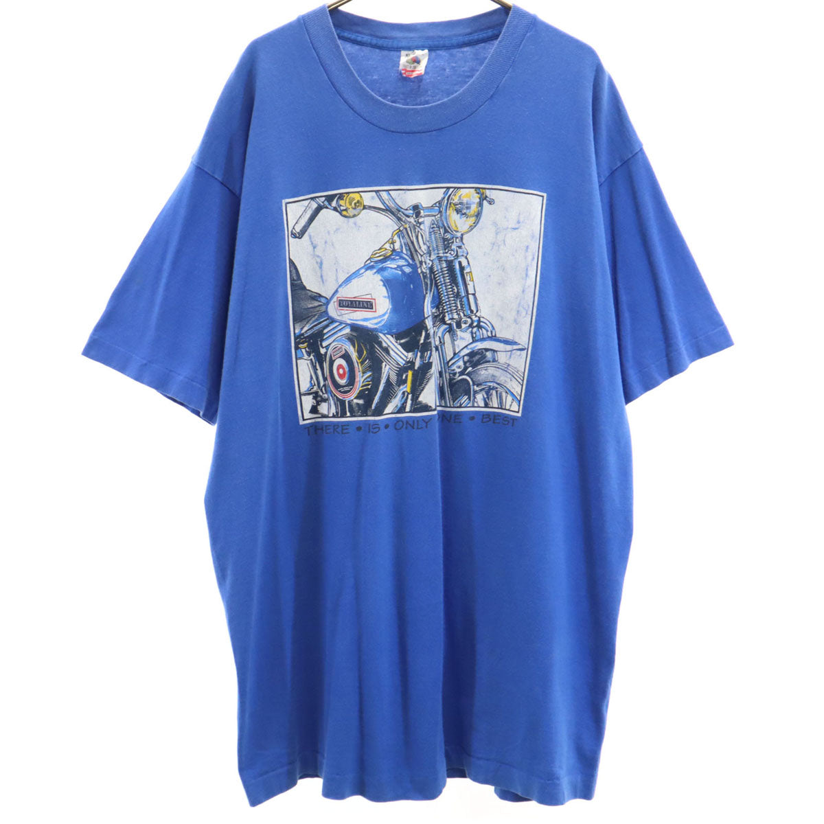 FRUIT OF THE LOOM フルーツオブザルーム 90s USA製 オールド バイク プリント 半袖 Tシャツ XL ブルー シングルステッチ メンズ