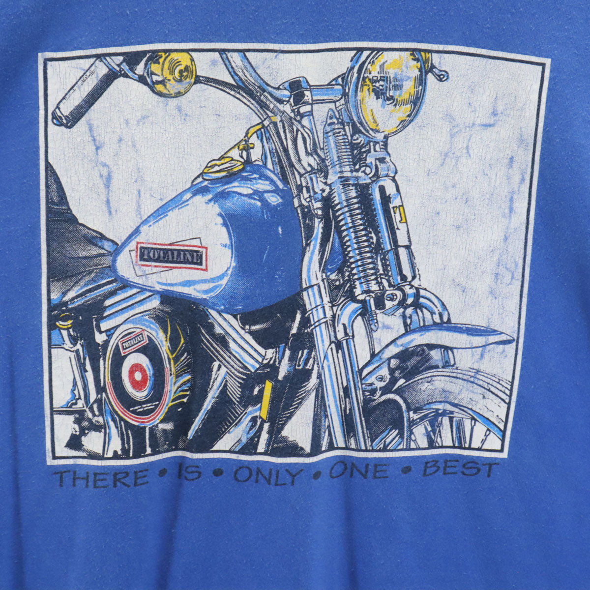 FRUIT OF THE LOOM フルーツオブザルーム 90s USA製 オールド バイク プリント 半袖 Tシャツ XL ブルー シングルステッチ メンズ