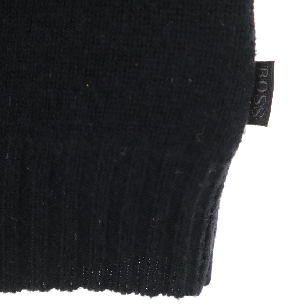 BOSS ボス ウール100% 長袖 ショールカラー ニットカーディガン M 黒 メンズ