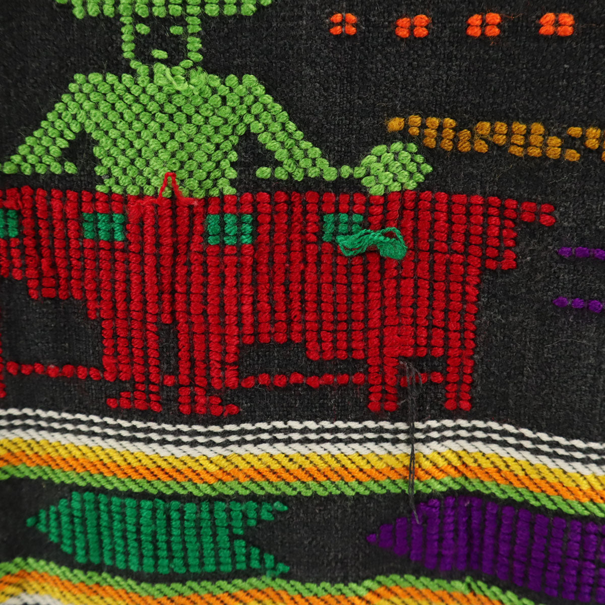 90s オールド グアテマラ 刺繍 半袖 Tシャツ グレー エスニック メンズ