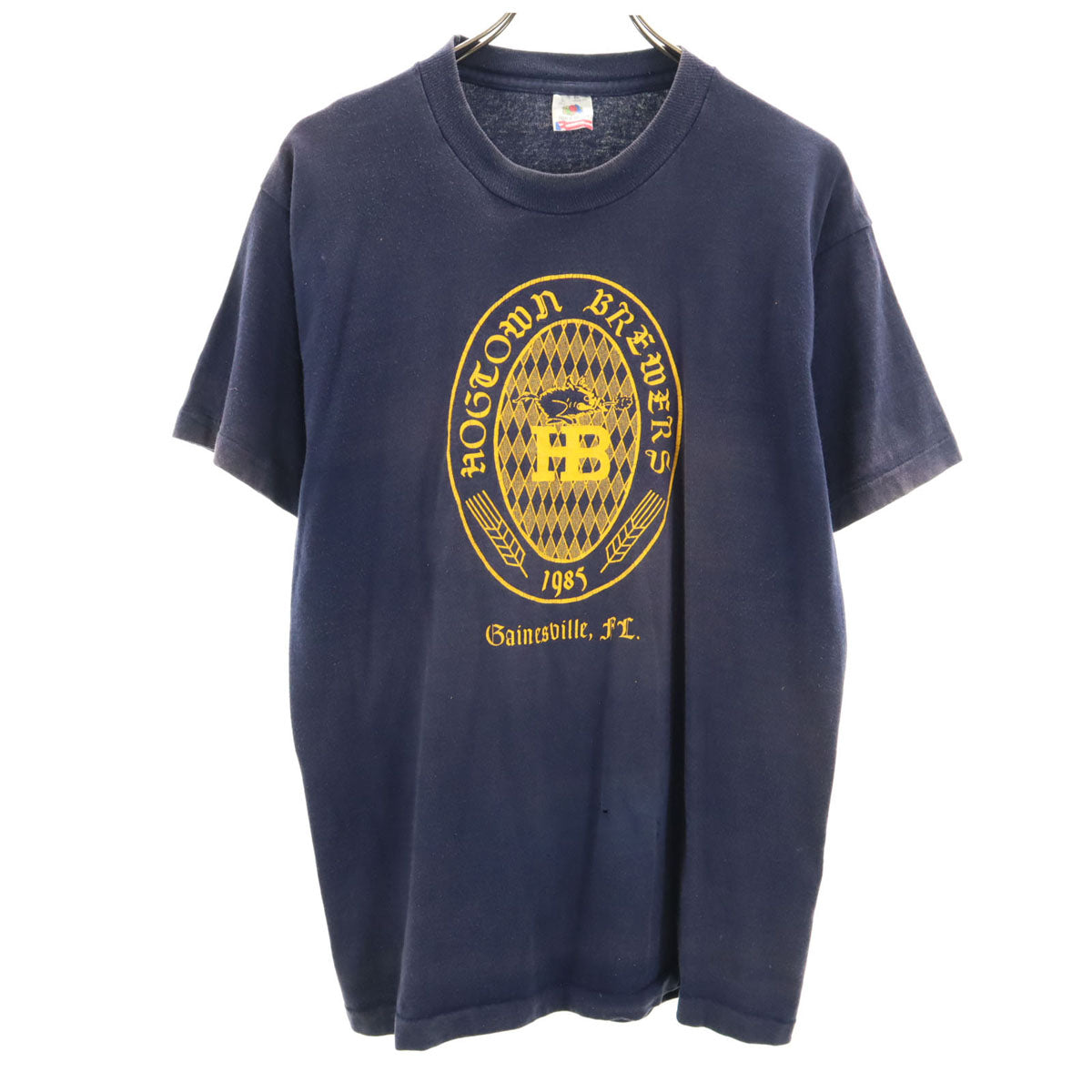 FRUIT OF THE LOOM フルーツオブザルーム 90s USA製 オールド HOGTOWN BREWERS 半袖 Tシャツ L ネイビー シングルステッチ メンズ