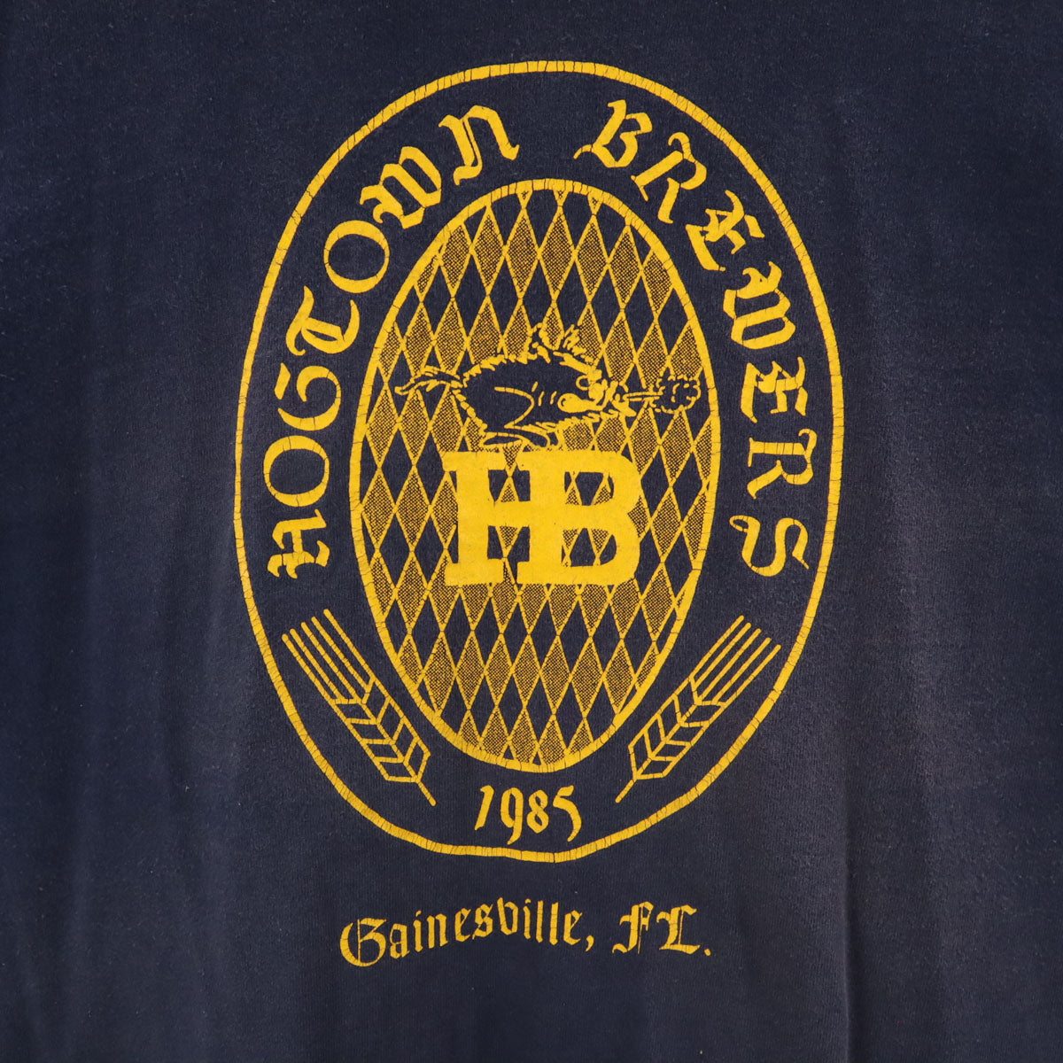 FRUIT OF THE LOOM フルーツオブザルーム 90s USA製 オールド HOGTOWN BREWERS 半袖 Tシャツ L ネイビー シングルステッチ メンズ