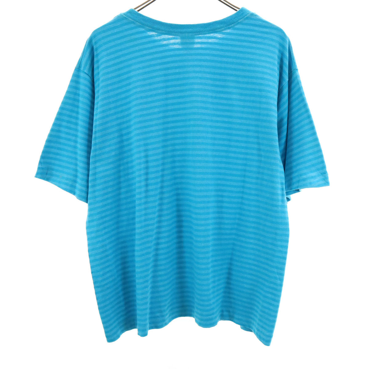 FRUIT OF THE LOOM フルーツオブザルーム 90s USA製 オールド ボーダー柄 半袖 Tシャツ L 水色 シングルステッチ レディース