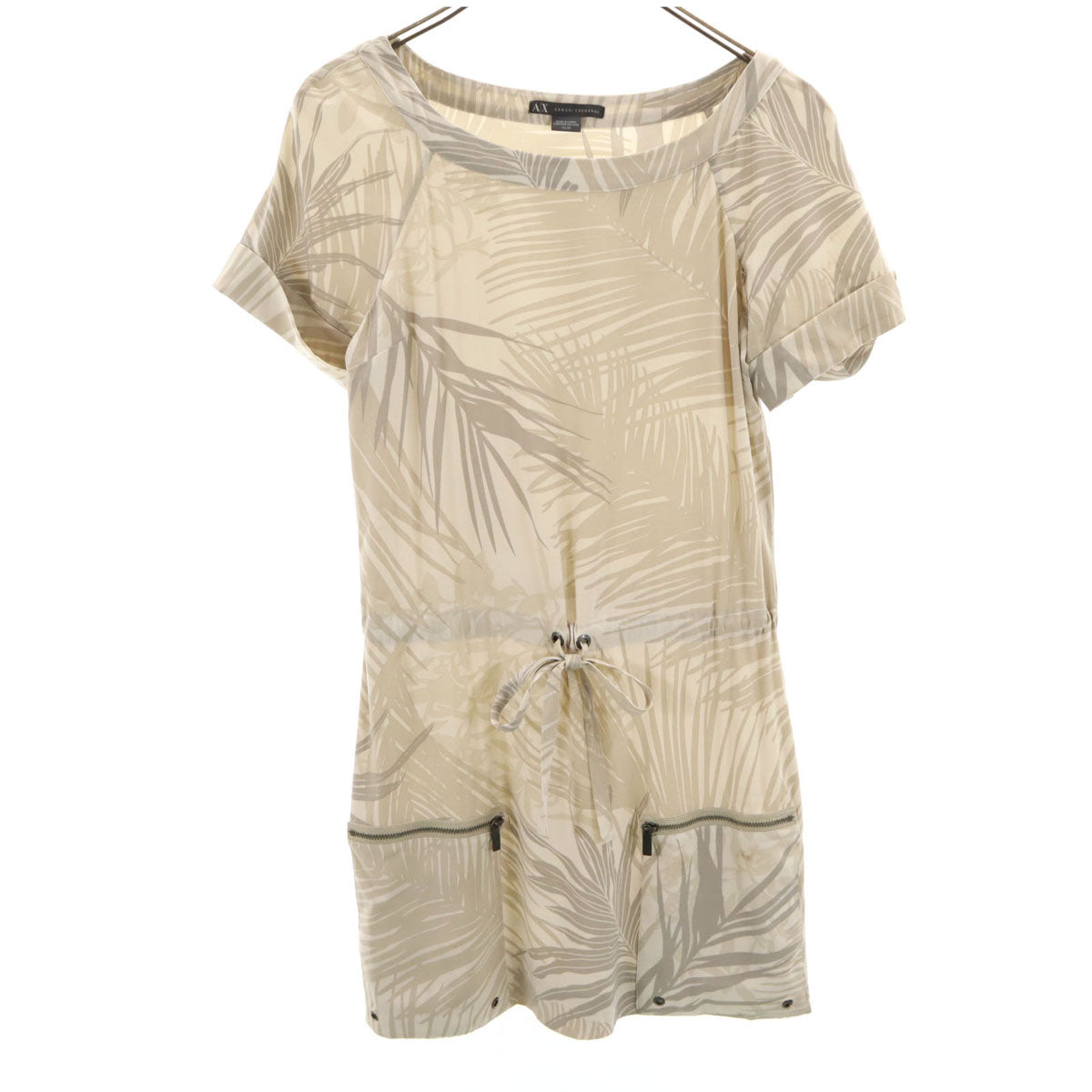 ARMANI EXCHANGE アルマーニエクスチェンジ 総柄 半袖 ミニワンピース XS グレー系 レディース