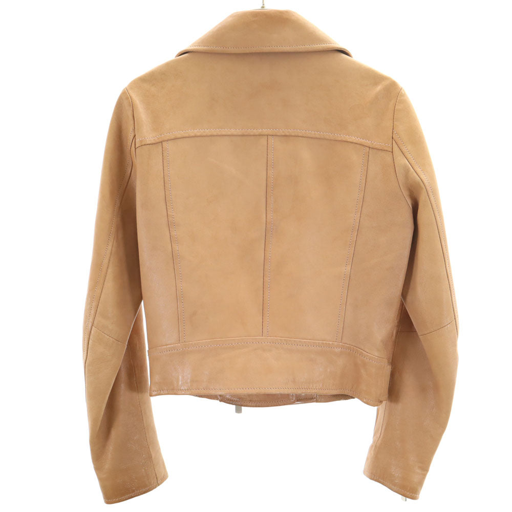 Diagram ダイアグラム シープスキン レザー ダブルライダースジャケット 36 ベージュ レディース