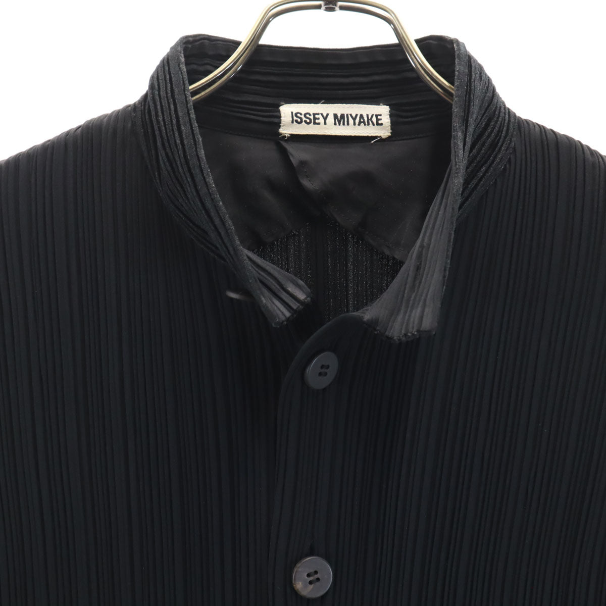 ISSEY MIYAKE イッセイミヤケ 90s 日本製 オールド スタンドカラー プリーツ ジャケット M ブラック レディース