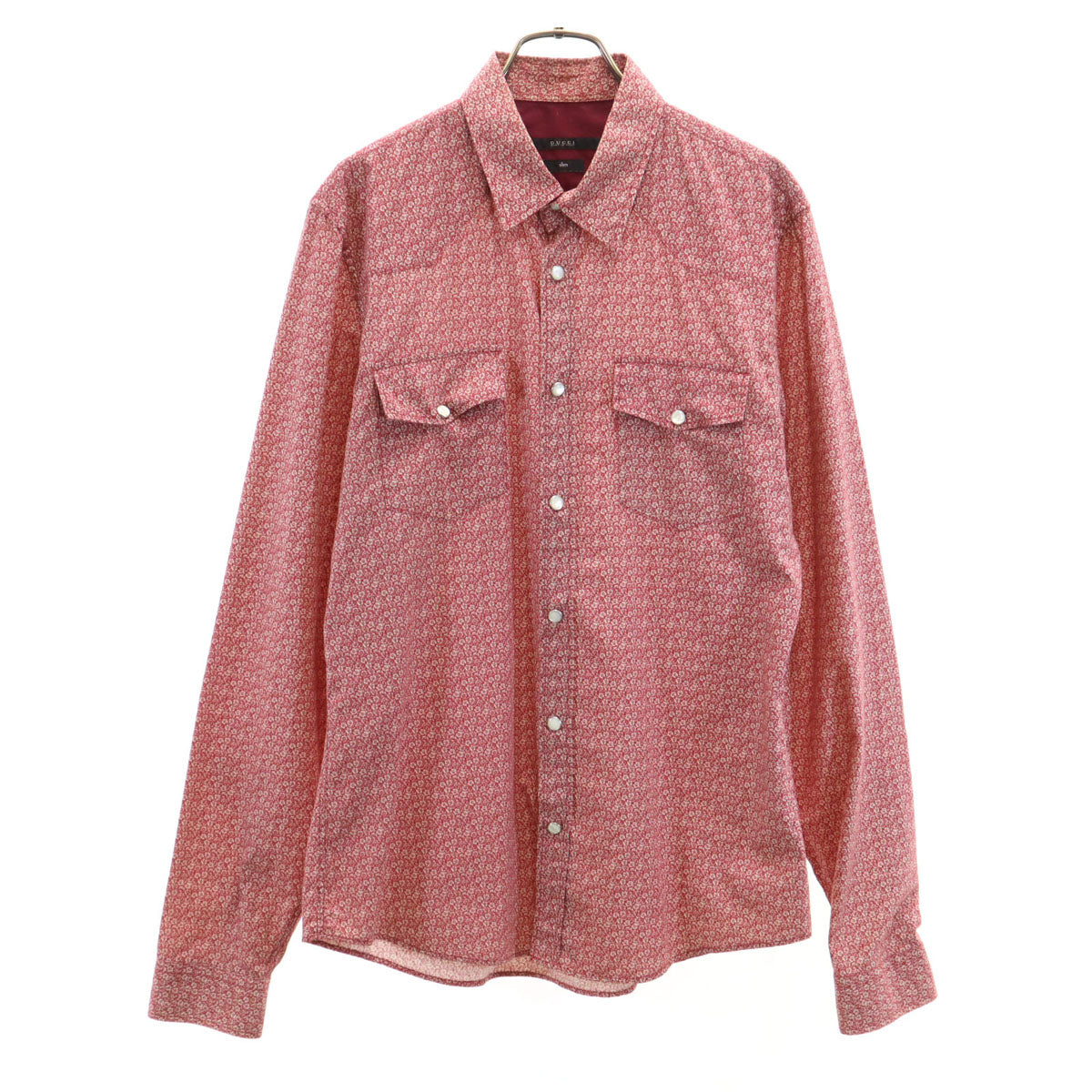 GUCCI グッチ イタリア製 花柄 長袖 ウエスタンシャツ 40 レッド系 メンズ