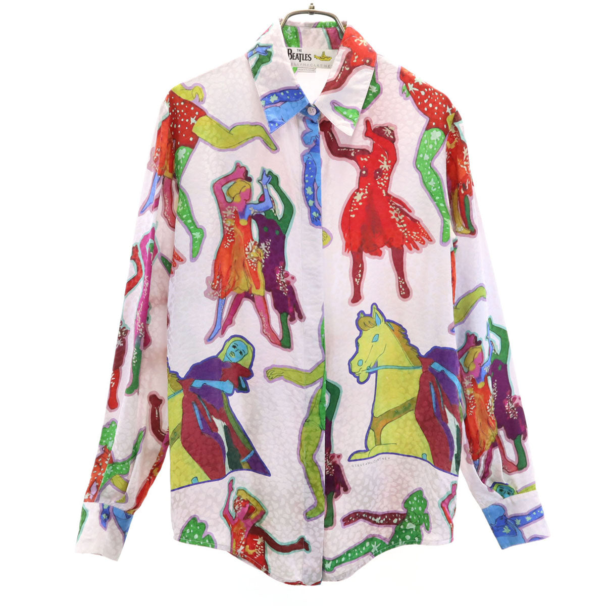 Stella McCartney ステラマッカートニー THE BEATLES ビートルズ コラボ シルク 映画 イエロー サブマリン 長袖 シャツ 34 ピンクホワイト系 レディース