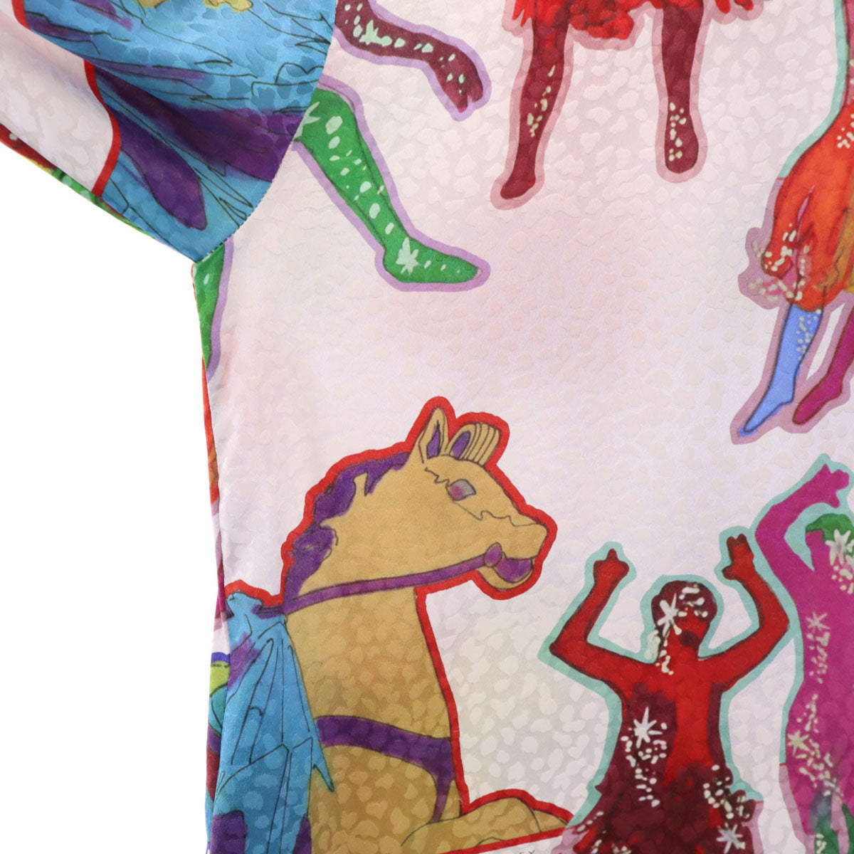 Stella McCartney ステラマッカートニー THE BEATLES ビートルズ コラボ シルク 映画 イエロー サブマリン 長袖 シャツ 34 ピンクホワイト系 レディース