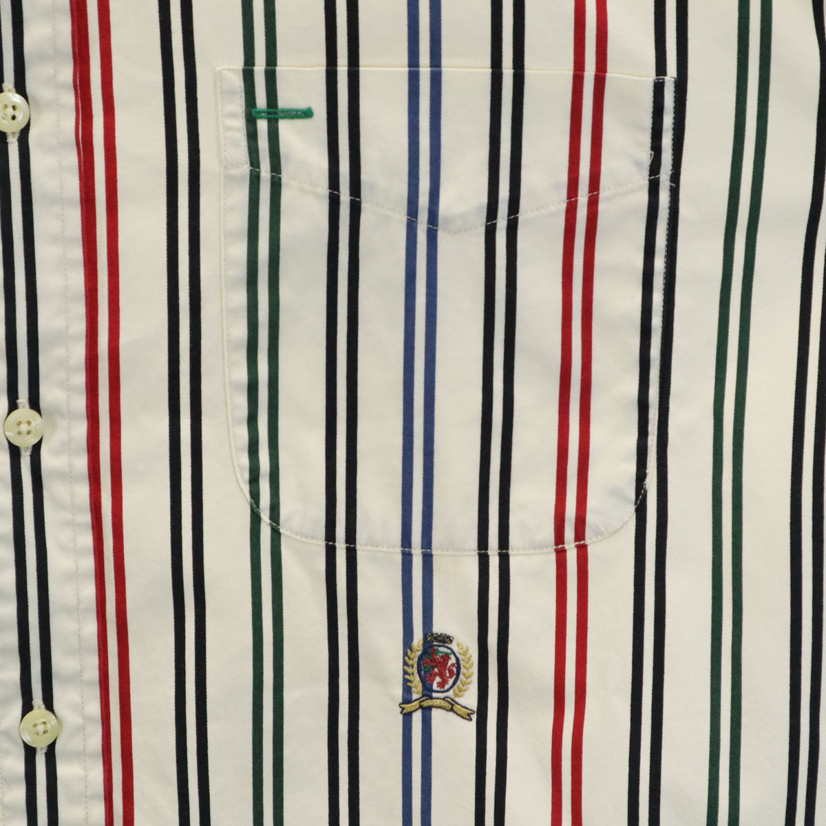 TOMMY HILFIGER トミーヒルフィガー ストライプ柄 長袖 ボタンダウンシャツ M ホワイト メンズ