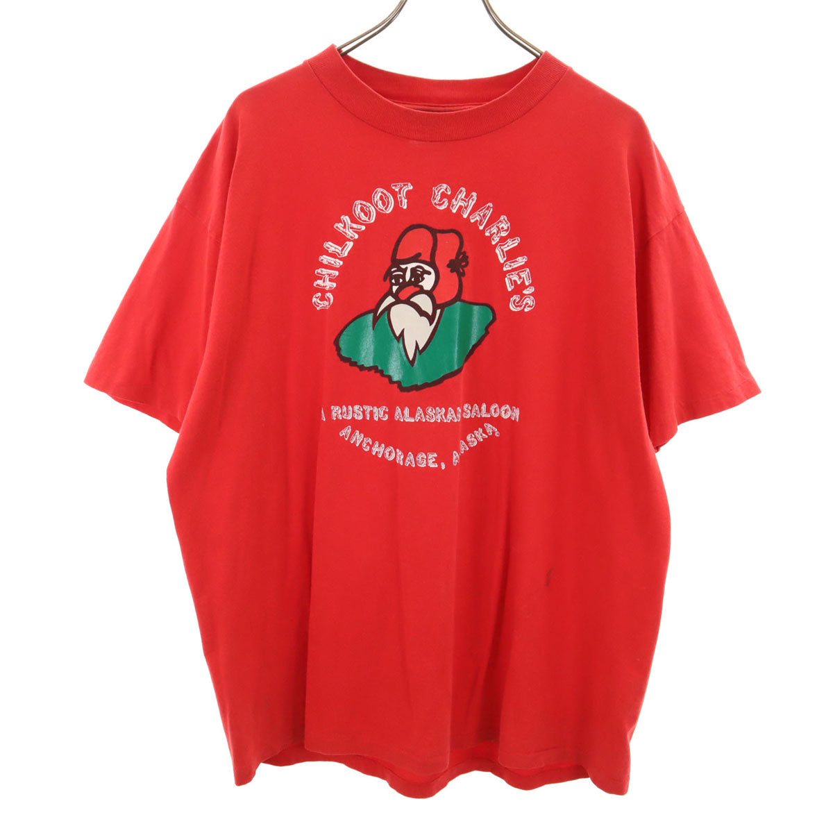 ONEITA オニータ 90s USA製 オールド CHILKOOT CHARLIE'S 半袖 Tシャツ XL レッド シングルステッチ POWER-T メンズ