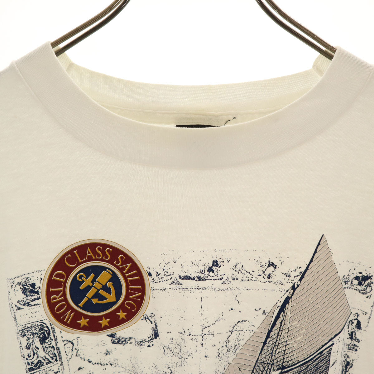 FRUIT OF THE LOOM BEST フルーツオブザルーム ベスト 90s USA製 オールド ヨット プリント 半袖 Tシャツ XL ホワイト シングルステッチ メンズ