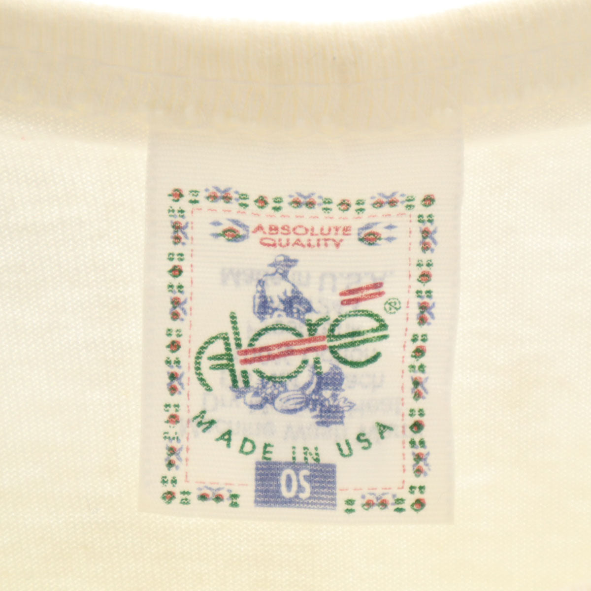 ALORE アローレ 90s USA製 オールド ミシガン ドッグプリント 半袖 ロング Tシャツ OS ホワイト シングルステッチ 犬 レディース