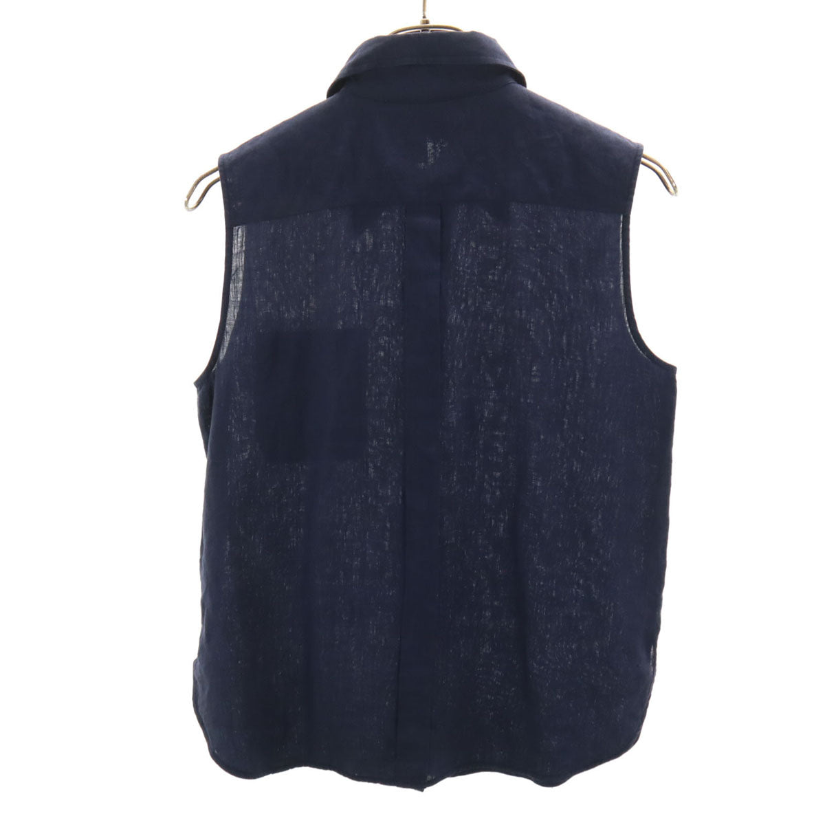 MAX MARA マックスマーラ イタリア製 リネン ノースリーブ シャツ 40 ネイビー レディース