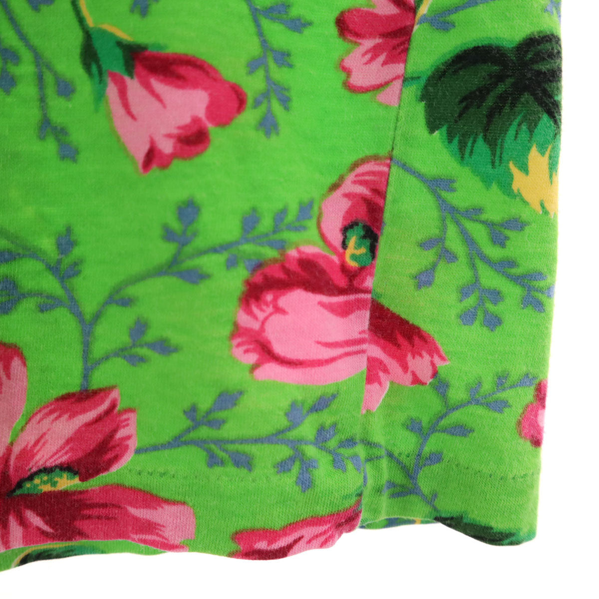 KENZO ケンゾー 90s 日本製 オールド 花柄 プリント 半袖 ボートネック Tシャツ M グリーン レディース