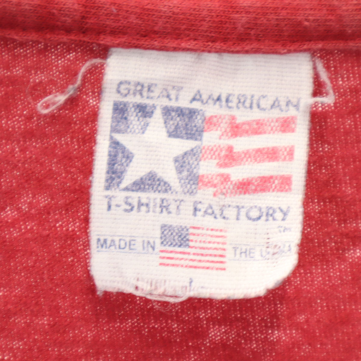 GREAT AMERICAN T-SHIRT FACTORY 90s USA製 オールド 半袖 Tシャツ レッド系 シングルステッチ バックプリント メンズ