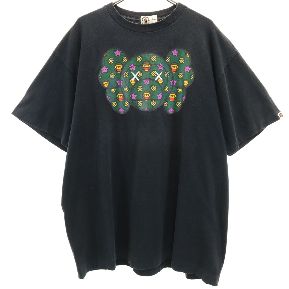 BABY MILO A BATHING APE ベイビーミロ アベイシングエイプ KAWS カウズ コラボ 半袖 Tシャツ XL ブラック メンズ