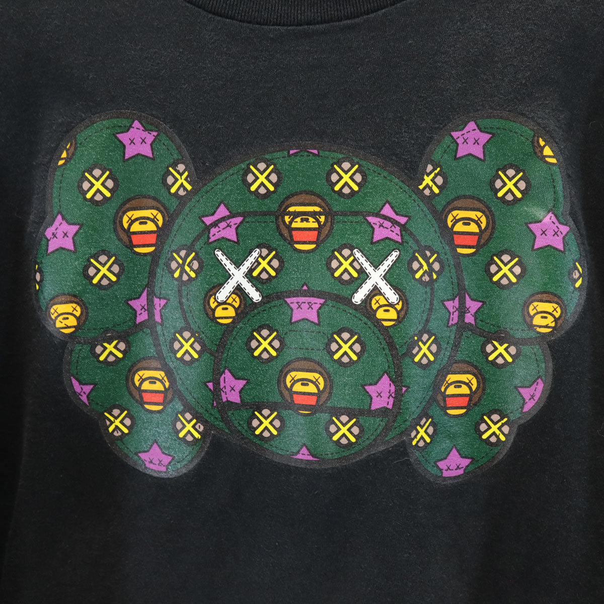 BABY MILO A BATHING APE ベイビーミロ アベイシングエイプ KAWS カウズ コラボ 半袖 Tシャツ XL ブラック メンズ