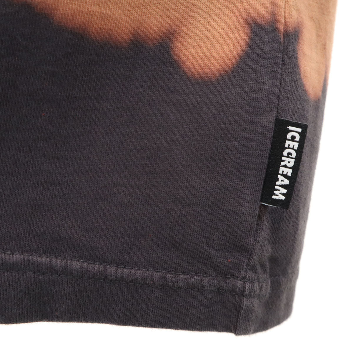 ICE CREAM アイスクリーム バックロゴ 半袖 染め加工 ディッパー Tシャツ L チャコールブラウン 花刺繍 メンズ