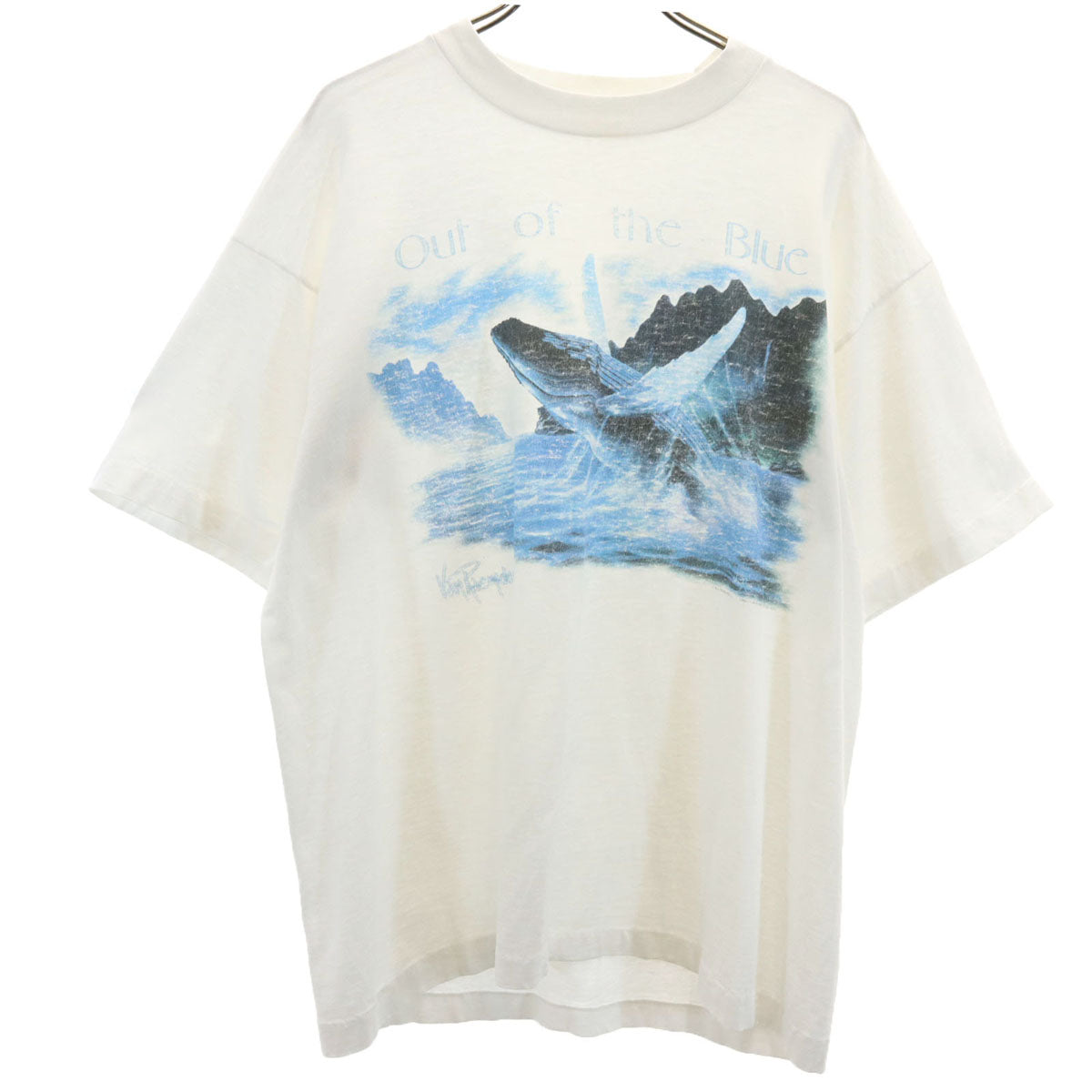 90s オールド クジラ プリント 半袖 Tシャツ ホワイト シングルステッチ メンズ