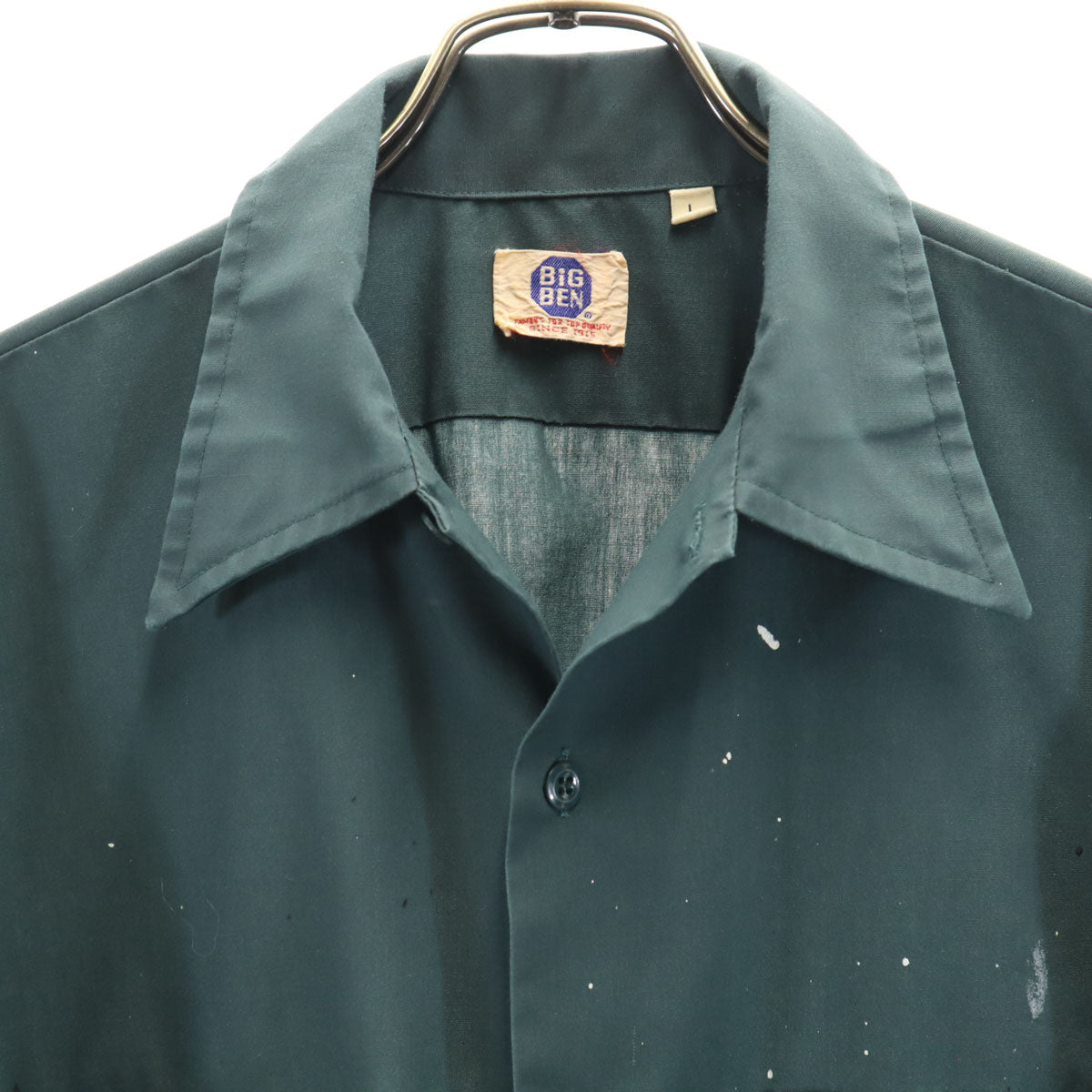 BIG BEN ビッグベン 70s ヴィンテージ 半袖 ワークシャツ L 深緑 メンズ