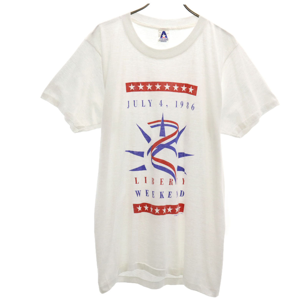 AMERICA アメリカ 80s USA製 ヴィンテージ 1986 LIBERTY WEEKEND 半袖 Tシャツ XL ホワイト シングルステッチ メンズ