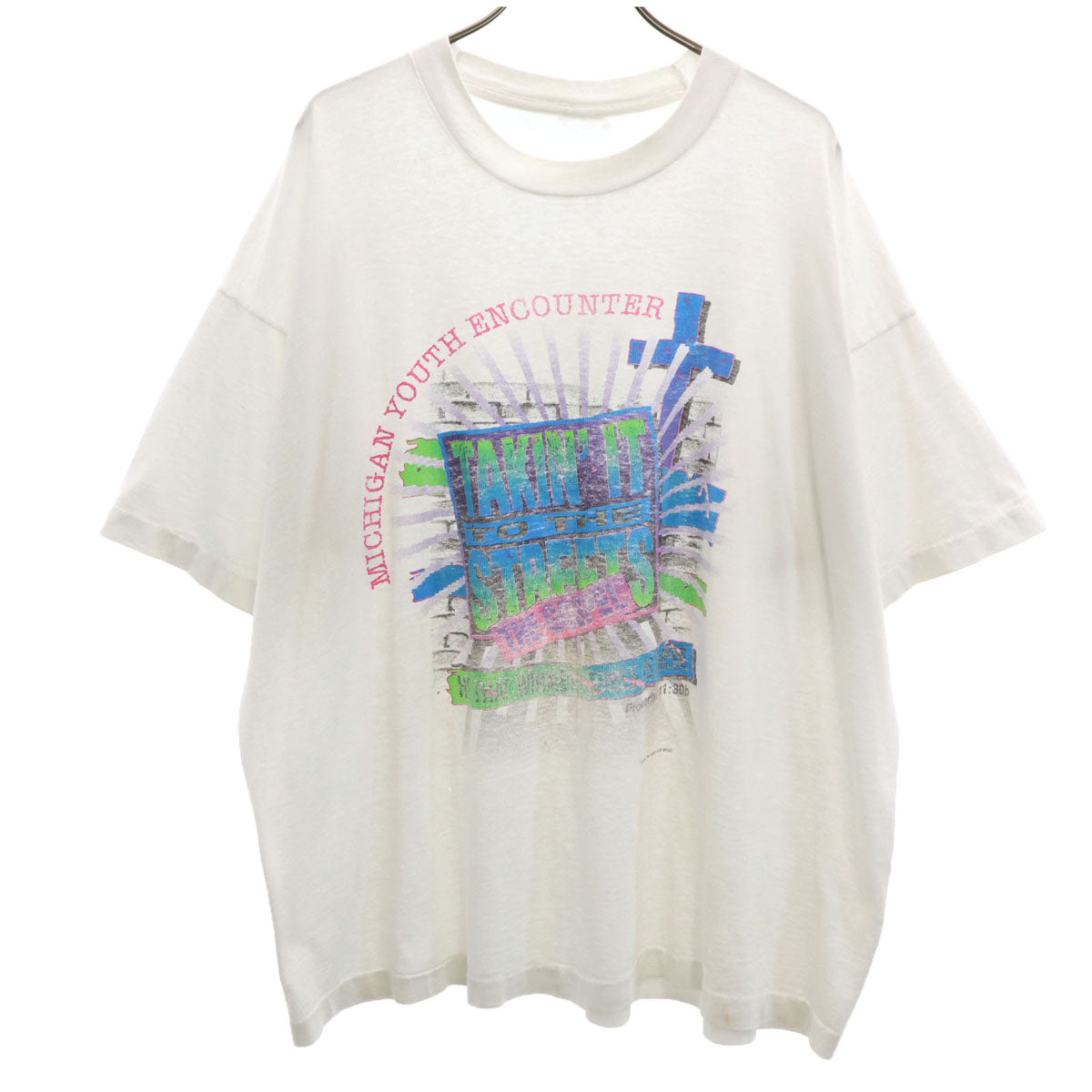 90s オールド TAKIN' IT TO THE STREETS 半袖 Tシャツ ホワイト シングルステッチ メンズ
