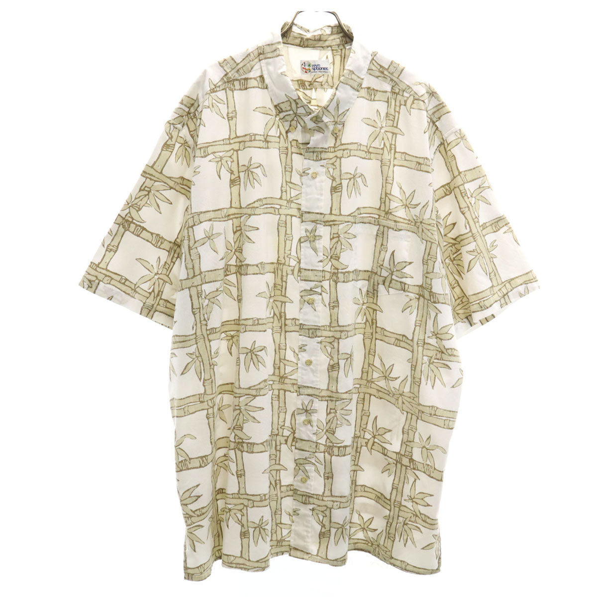 reyn spooner レインスプーナー 90s オールド リバースプリント 竹 半袖 ボタンダウン アロハシャツ 3XL ホワイト ビッグサイズ メンズ
