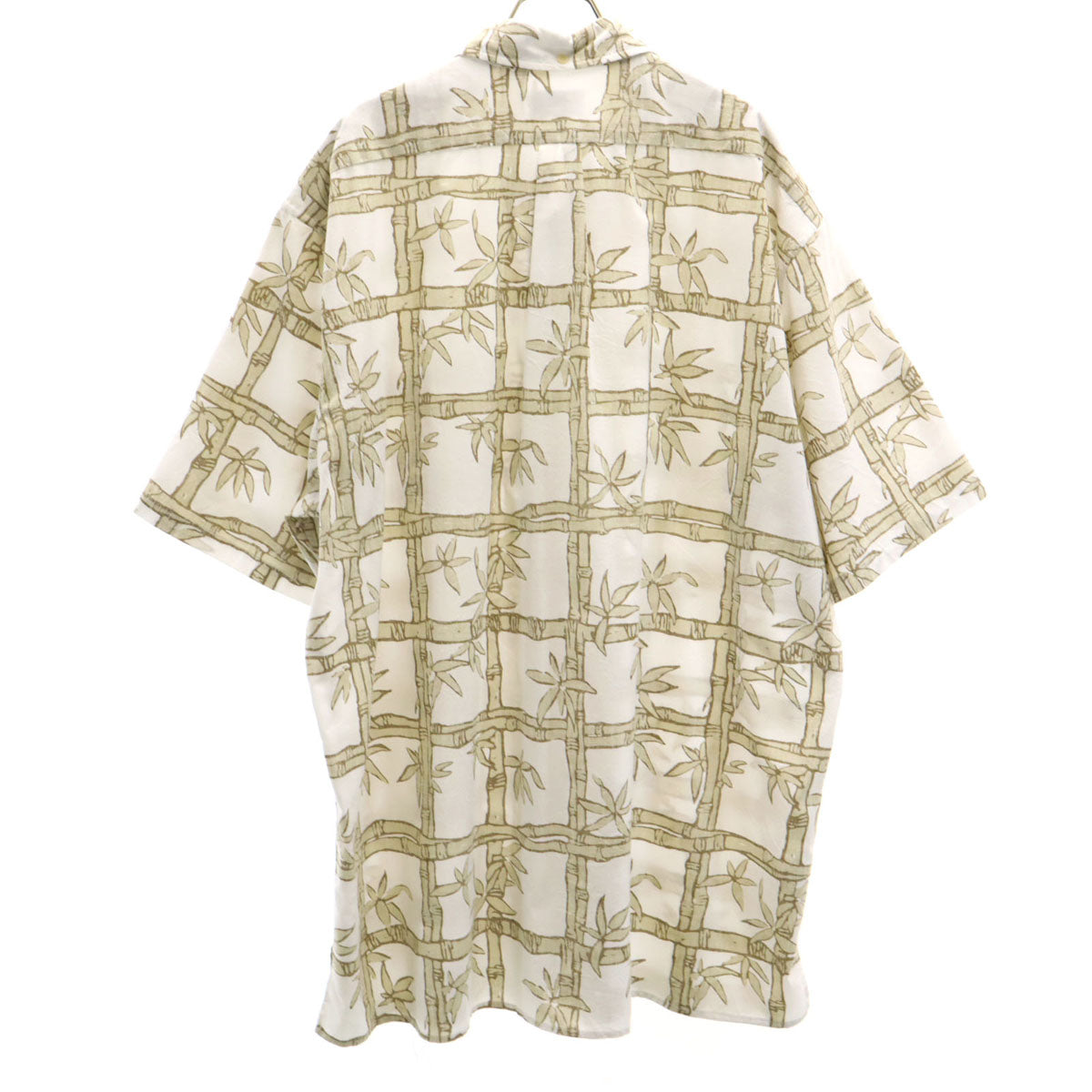 reyn spooner レインスプーナー 90s オールド リバースプリント 竹 半袖 ボタンダウン アロハシャツ 3XL ホワイト ビッグサイズ メンズ
