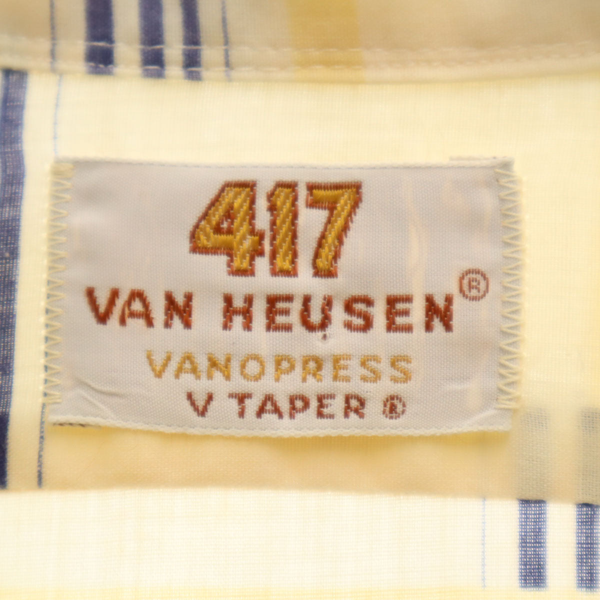 VAN HEUSEN ヴァンヒューゼン 70s ヴィンテージ チェック柄 半袖 シャツ アイボリー メンズ