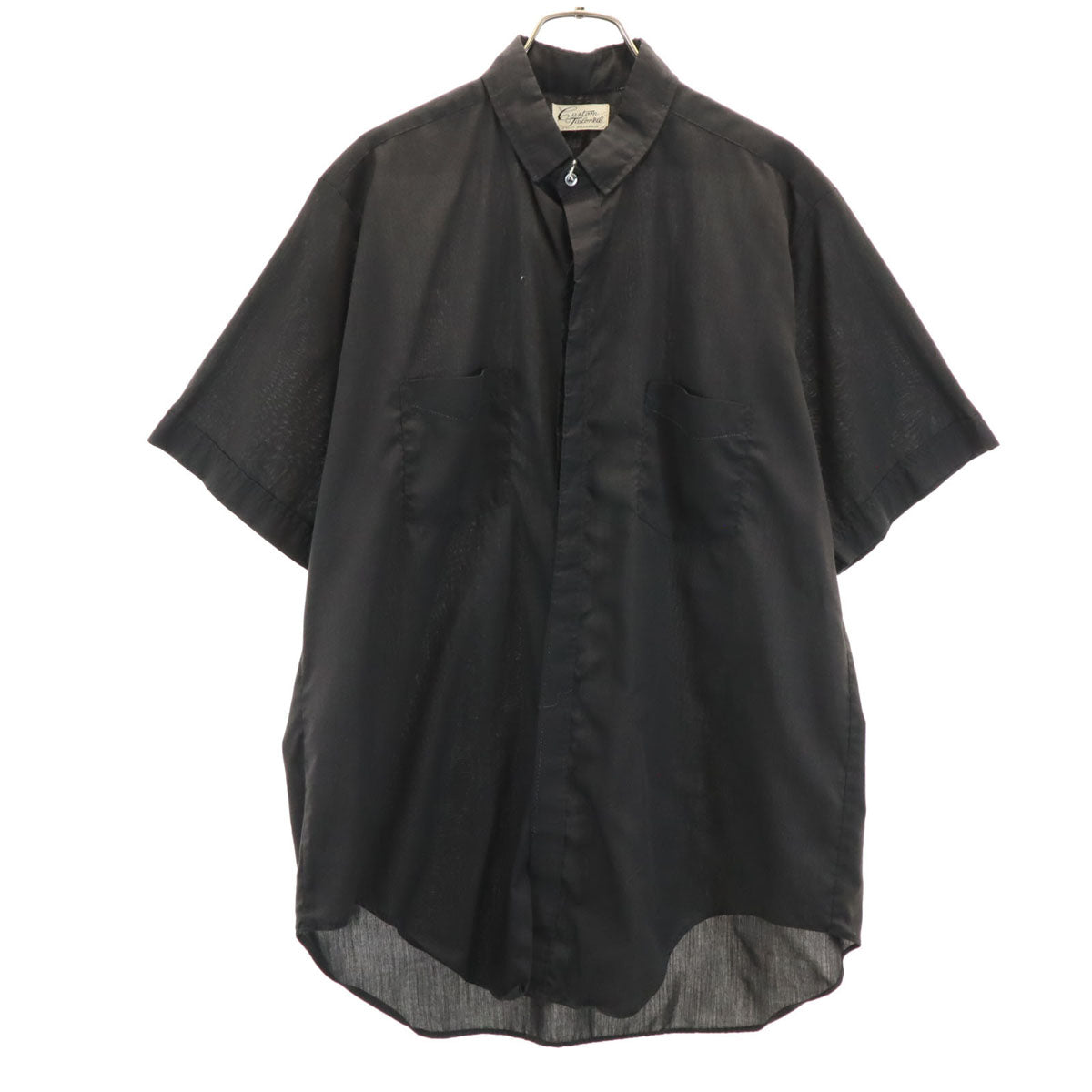 CUSTOM TAILORED カスタムテーラード 70s 80s ヴィンテージ 半袖 シャツ チャコール 比翼 メンズ