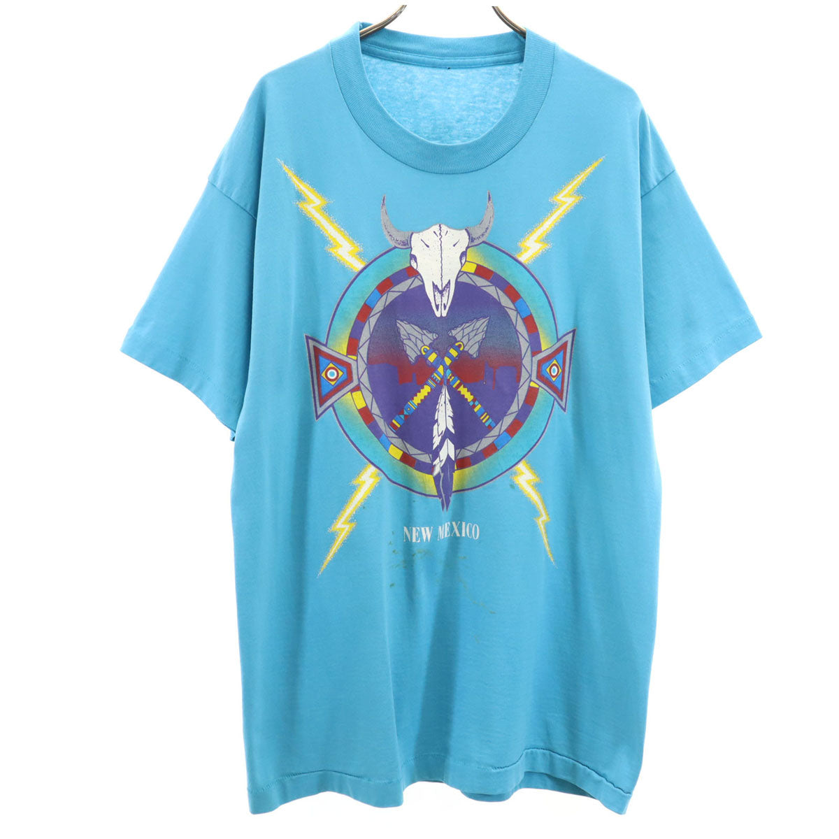 90s オールド NEW MEXICO 半袖 Tシャツ 水色 シングルステッチ メンズ