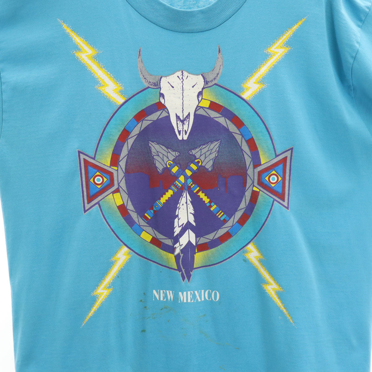 90s オールド NEW MEXICO 半袖 Tシャツ 水色 シングルステッチ メンズ