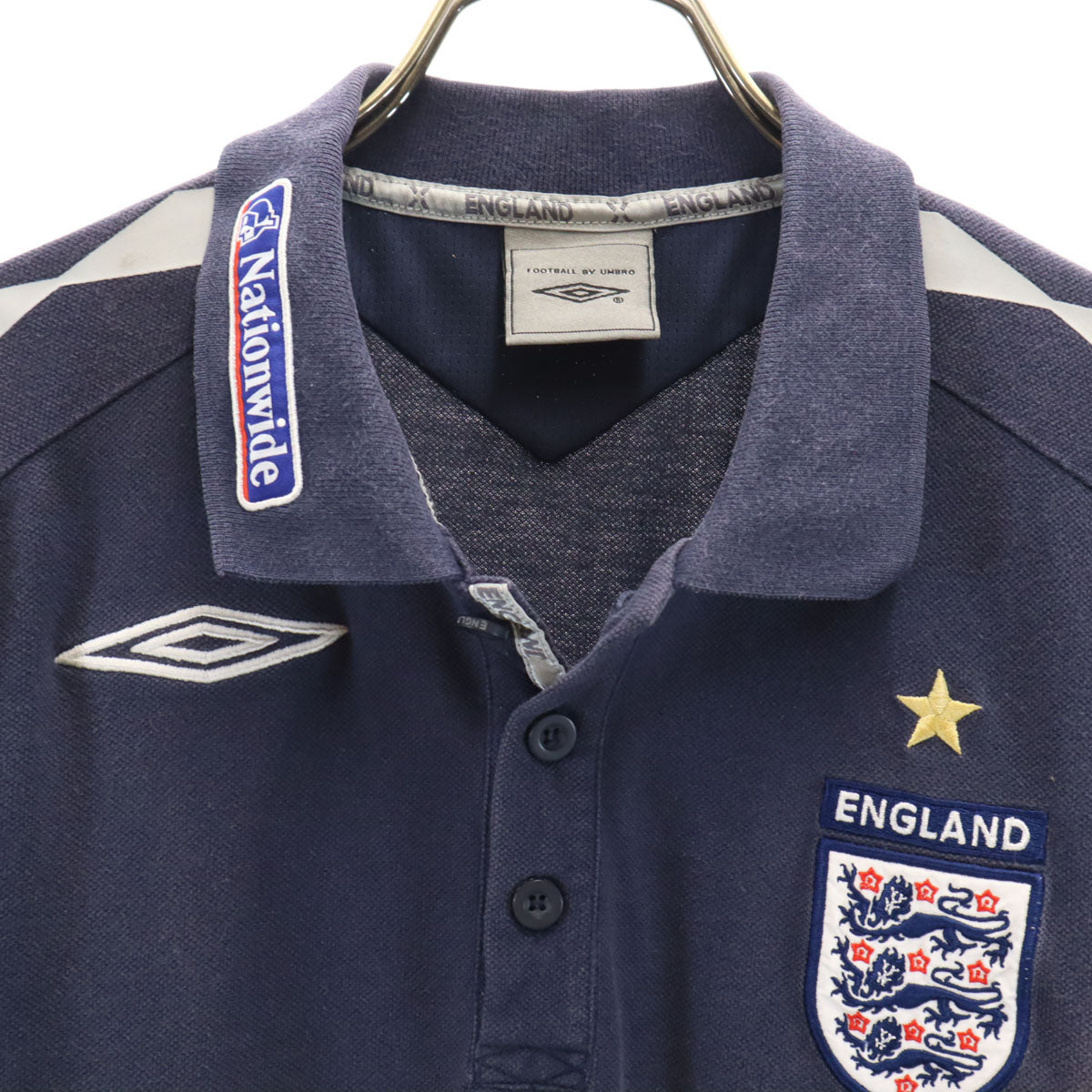 umbro アンブロ Nationwide ENGLAND フットボール 半袖 ポロシャツ L ネイビー デサント メンズ