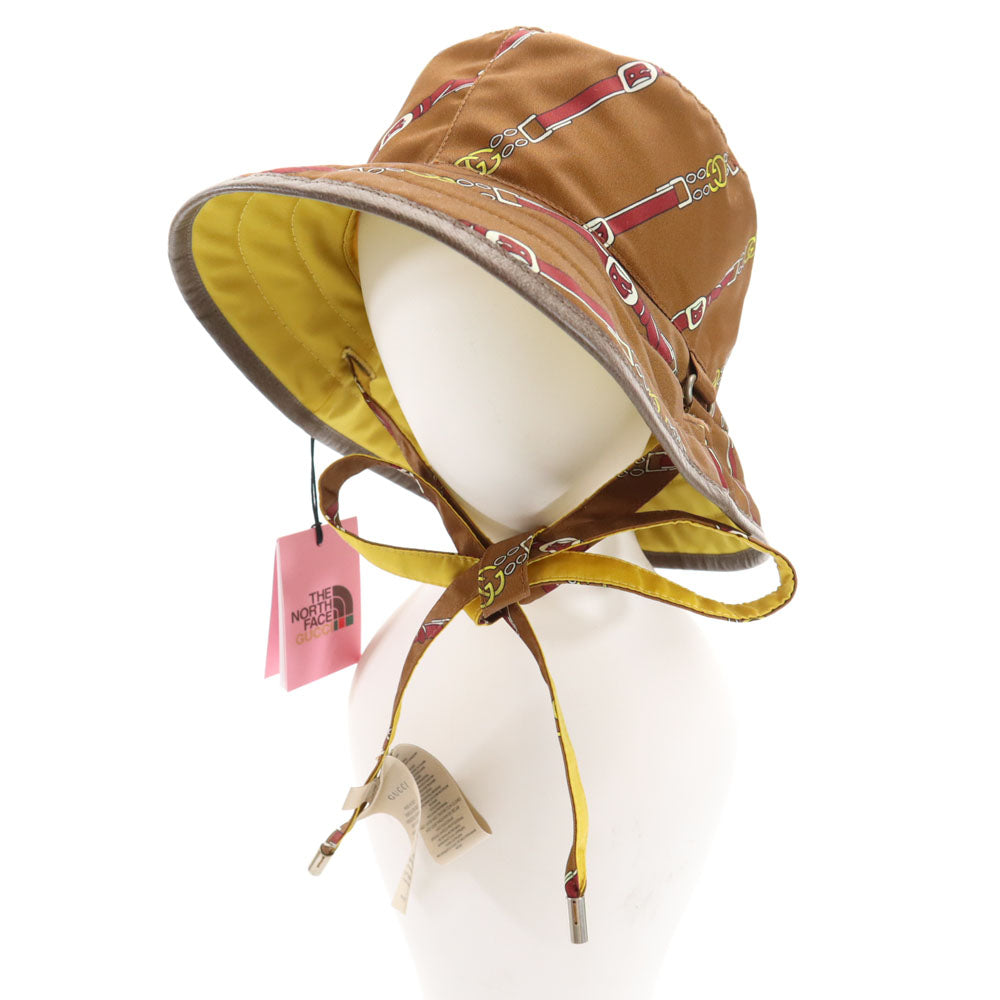 未使用 GUCCI グッチ ノースフェイス コラボ リバーシブル バケット ハット ブラウン x THE NORTH FACE 帽子 メンズ