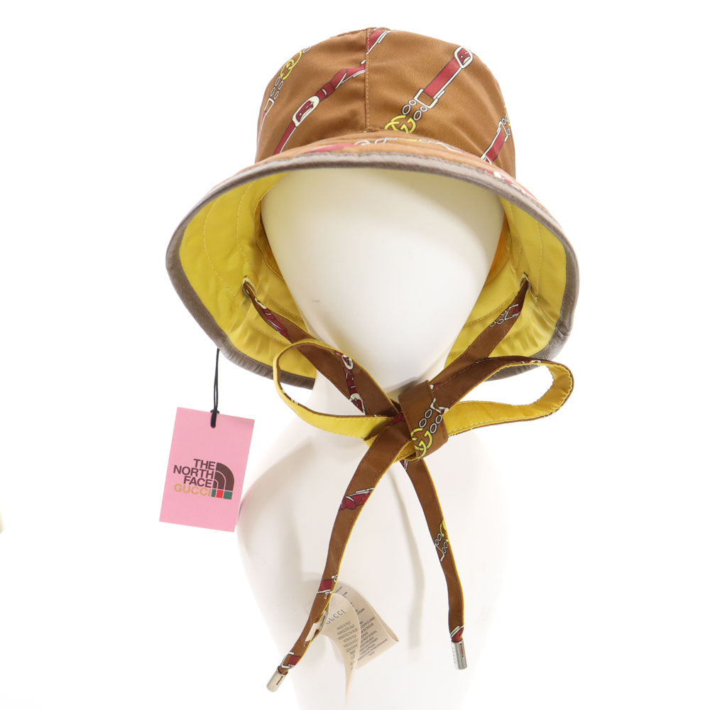 未使用 GUCCI グッチ ノースフェイス コラボ リバーシブル バケット ハット ブラウン x THE NORTH FACE 帽子 メンズ