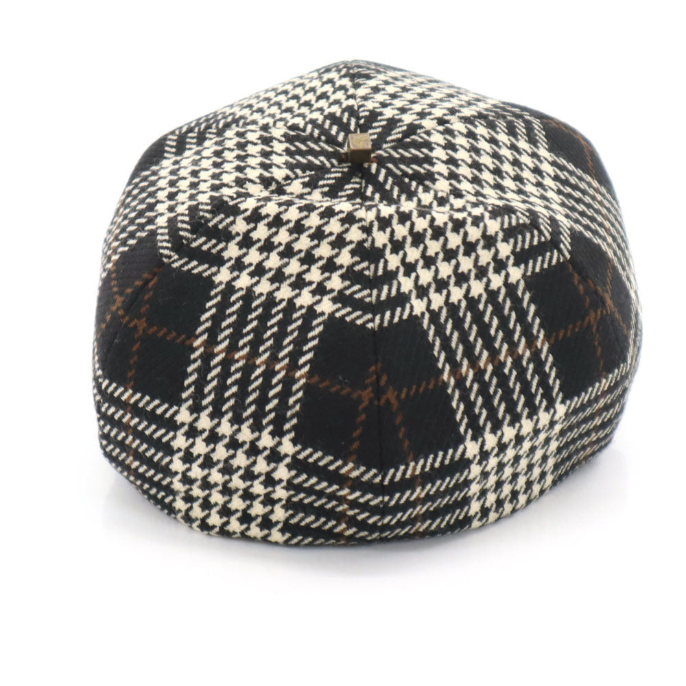 Borsalino ボルサリーノ イタリア製 ウール 千鳥格子 キャスケット ブラック系 レディース
