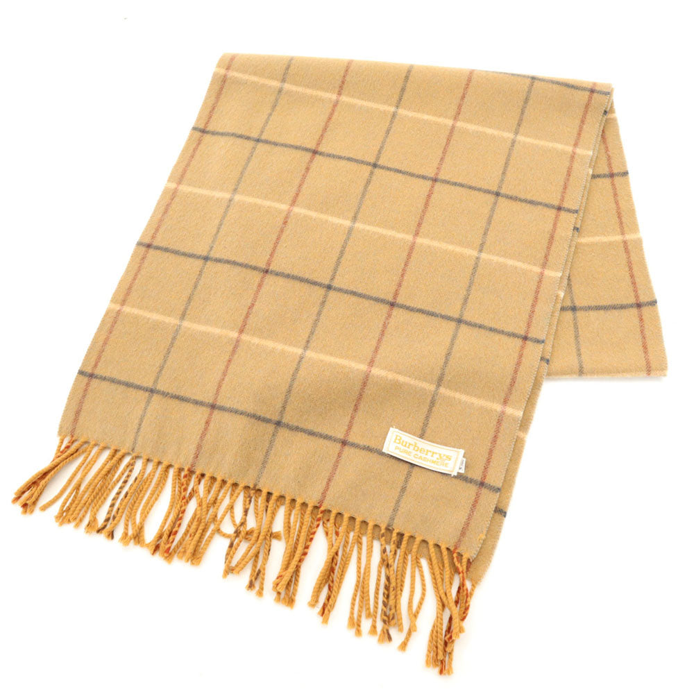 Burberrys バーバリーズ カシミア チャック柄 マフラー ベージュ系 フリンジ メンズ