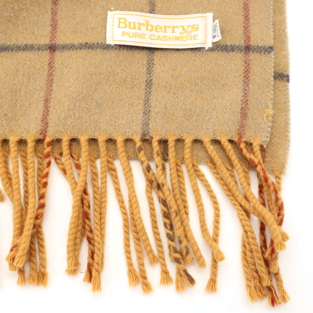 Burberrys バーバリーズ カシミア チャック柄 マフラー ベージュ系 フリンジ メンズ