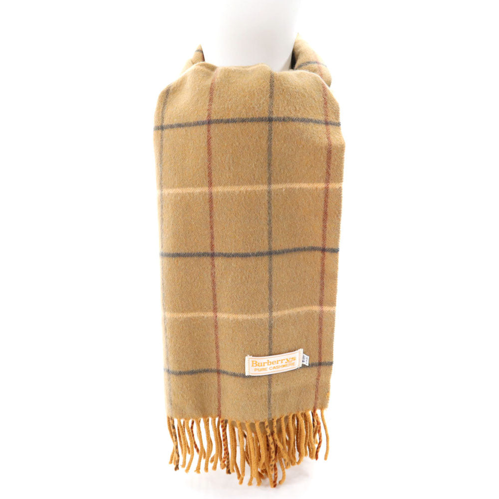 Burberrys バーバリーズ カシミア チャック柄 マフラー ベージュ系 フリンジ メンズ