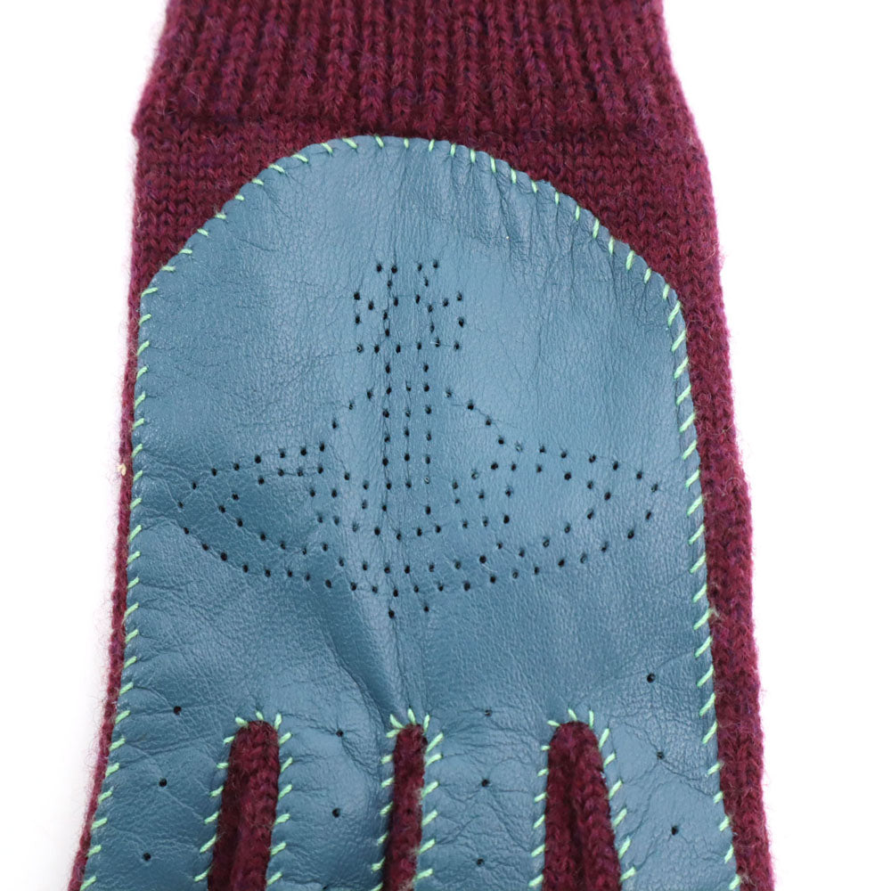 ヴィヴィアンウエストウッド オーブロゴ レザー切替 手袋 ボルドー Vivienne Westwood レディース