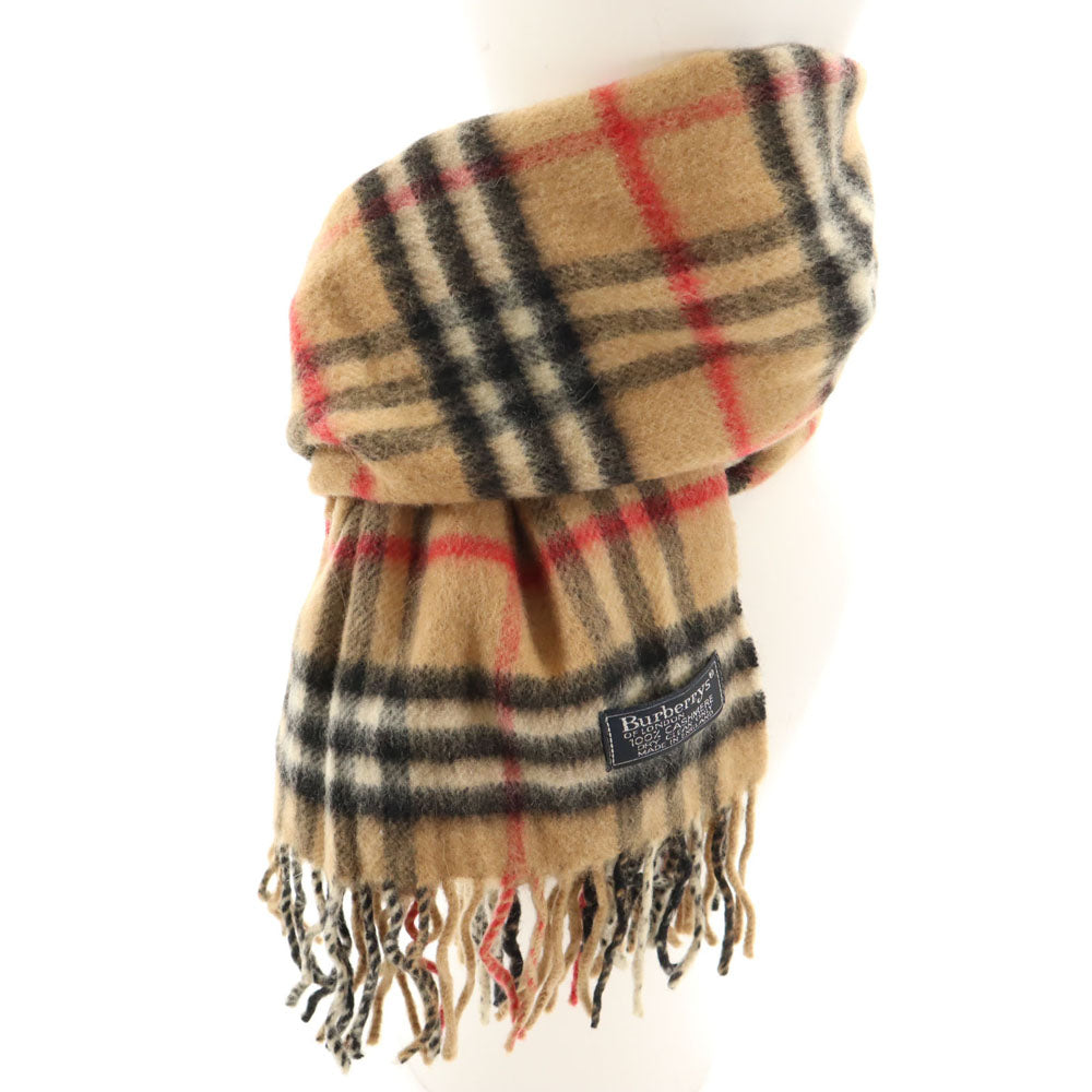バーバリー カシミヤ100% チェック柄 マフラー ブラウン BURBERRY メンズ